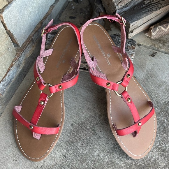 Montego Bay Club orange red Sandals with Minimalist Design Sz-7.5. E - Picture 1 of 9